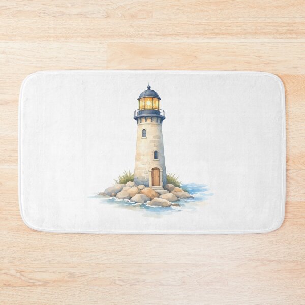 Item preview, Watercolor Lighthouse on the Rocks  designed and sold by silviaol.