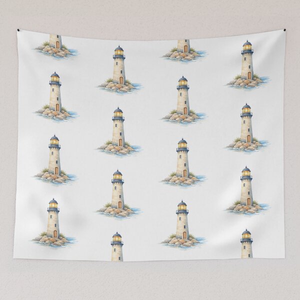 Item preview, Watercolor Lighthouse on the Rocks  designed and sold by silviaol.