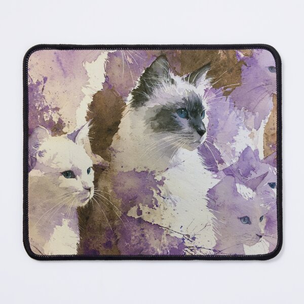 Item preview, Dreamy Purple Watercolor Cat Portrait Collage designed and sold by Paolo-Bandal.