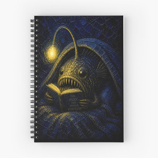 Item preview, Cozy Book Reading Anglerfish Dark Moody Aesthetic Art designed and sold by Vista Atelier.