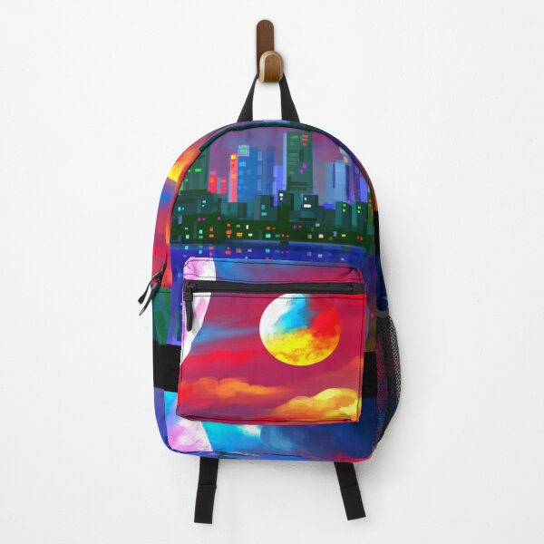 Item preview, Futuristic Neon Cityscape with Colorful Planets Digital Art designed and sold by ExploreAura Studio.