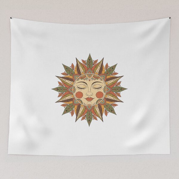 Item preview, Boho Sun Face Minimal Earthy Aesthetic Art designed and sold by Osmose-Studio.