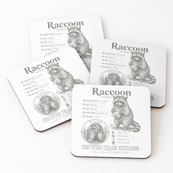 Item preview, Raccoon Trash Explorer Nocturnal Mammal Nature Facts Chart designed and sold by FreshVibe Prints.