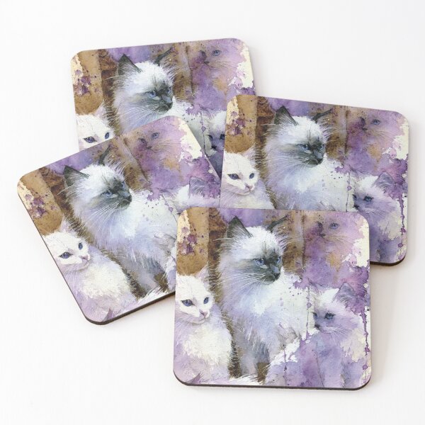 Item preview, Dreamy Purple Watercolor Cat Portrait Collage designed and sold by Paolo-Bandal.