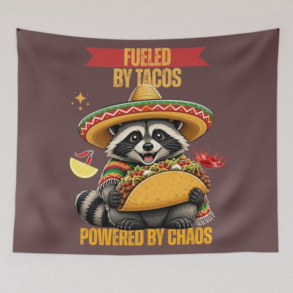 Item preview, Fueled By Tacos Powered By Chaos Raccoon Taco Funny Graphic Tee designed and sold by HOUSE OF TIST.