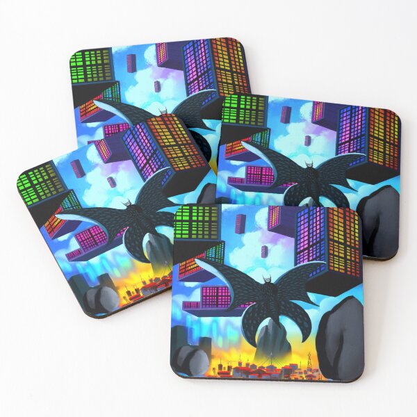 Item preview, Giant Neon Moth Kaiju Floating Cyberpunk City Digital Art designed and sold by ExploreAura Studio.