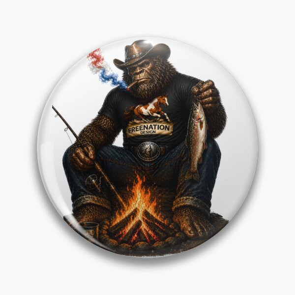 Item preview, Bigfoot Campfire Fishing Vintage Design designed and sold by FREENATION2026.