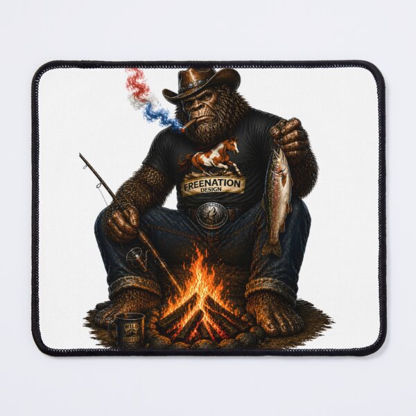 Item preview, Bigfoot Campfire Fishing Vintage Design designed and sold by FREENATION2026.