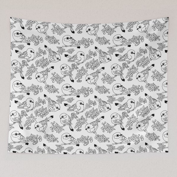 Item preview, Bird Floral Pattern – Line Art designed and sold by Vyk Designs.