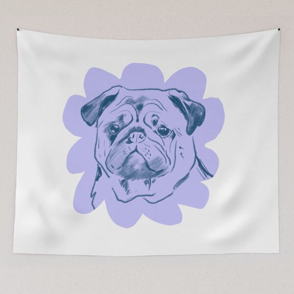 Item preview, Grumpy Cute — Pug Portrait in Lavender designed and sold by AnnaVikhrArt.