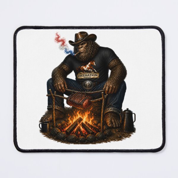 Item preview, Bigfoot Campfire BBQ Western Graphic Design designed and sold by FREENATION2026.