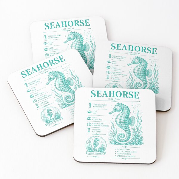 Item preview, Seahorse Marine Biology Male Carries Babies Ocean Chart designed and sold by FreshVibe Prints.