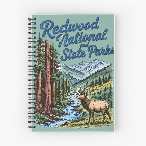 Item preview, Redwood National Park Colorful Landscape Retro Elk designed and sold by HowToCanadian.