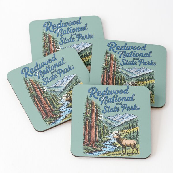 Item preview, Redwood National Park Colorful Landscape Retro Elk designed and sold by HowToCanadian.