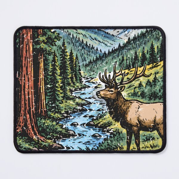 Item preview, Redwood National Park Colorful Landscape Retro Elk designed and sold by HowToCanadian.
