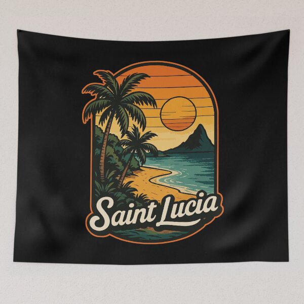 Item preview, Saint Lucia Caribbean Retro Vintage Travel designed and sold by TomFrontierArt.