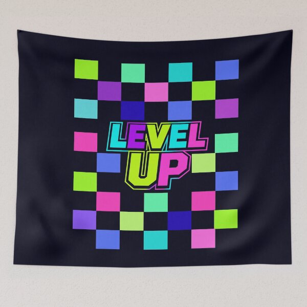 Item preview, LEVEL UP – Retro Neon Checkerboard designed and sold by Aimetoi.