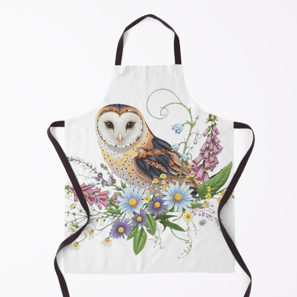 Item preview, Barn Owl Wildflower Watercolor Illustration designed and sold by Rutvain.