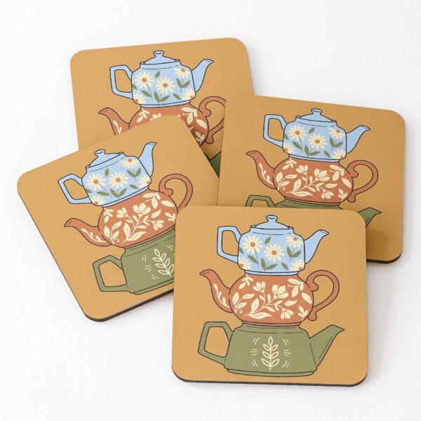 Item preview, Whimsical Stacked Teapots Sticker - Cozy Tea Time Kitchen Art designed and sold by AliAltinelArt.