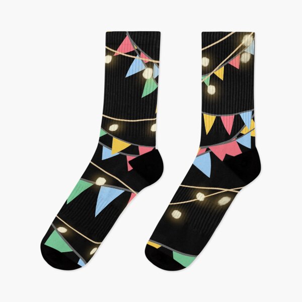 Item preview, Fairy Lights and Bunting Party on Black  designed and sold by AnimaliaStar.