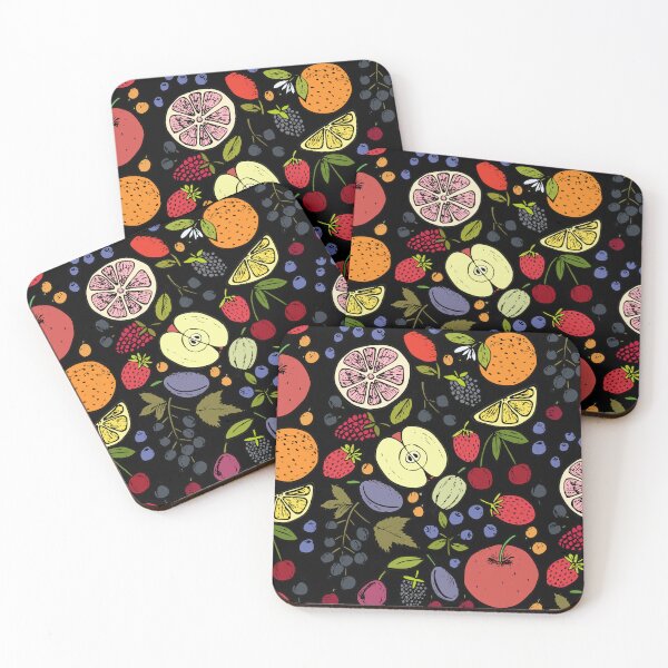 Item preview, Colorful Retro Fruits Spread on Black designed and sold by AnimaliaStar.
