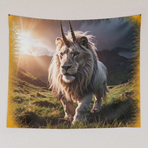 Item preview, Legendary lion with two unicorn horns designed and sold by Alan-David.