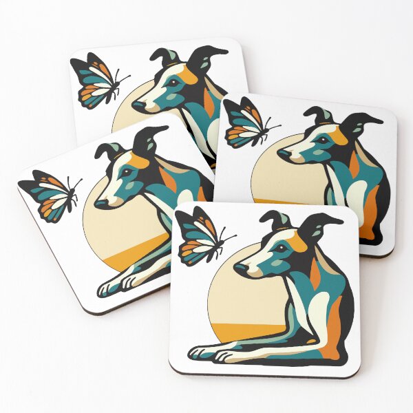 Item preview, Colorful dog with butterfly designed and sold by GALOGO – Art for Sighthounds & Animal Welfare.