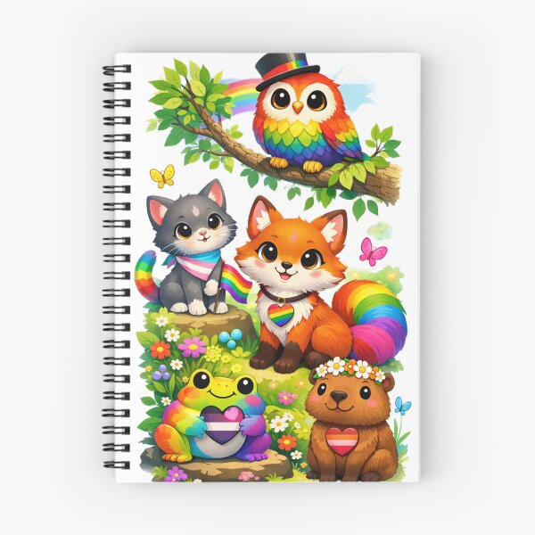 Item preview, Cute Pride Animals Rainbow LGBTQ Owl Fox Cat Frog Bear Art – Pride Month Illustration designed and sold by MartBook.