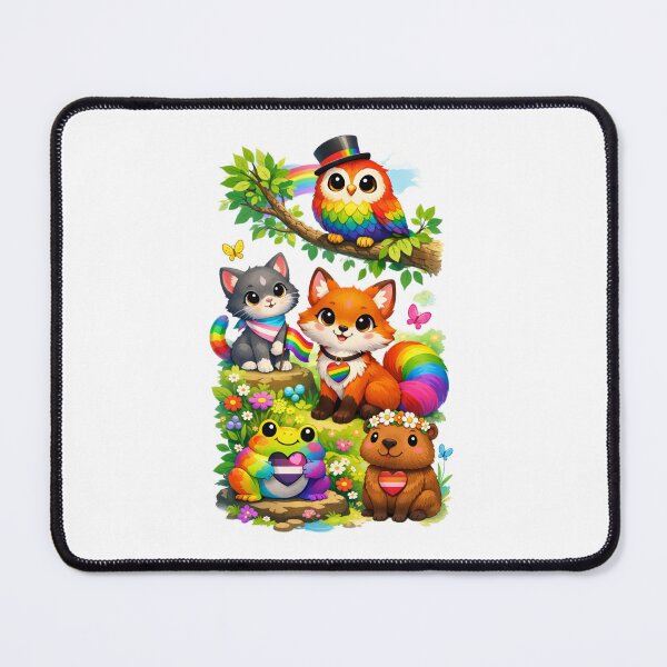 Item preview, Cute Pride Animals Rainbow LGBTQ Owl Fox Cat Frog Bear Art – Pride Month Illustration designed and sold by MartBook.
