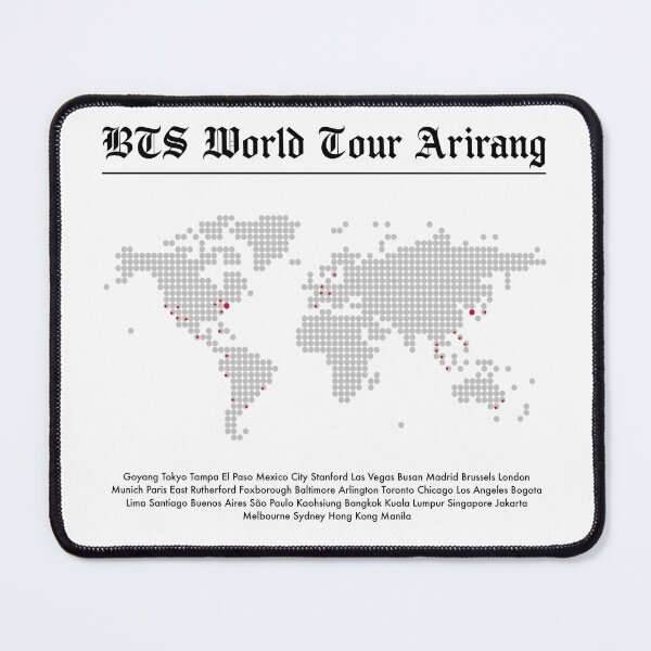 Item preview, BTS ARIRANG - bts world tour 2026 world map - black and grey designed and sold by moteesshop.