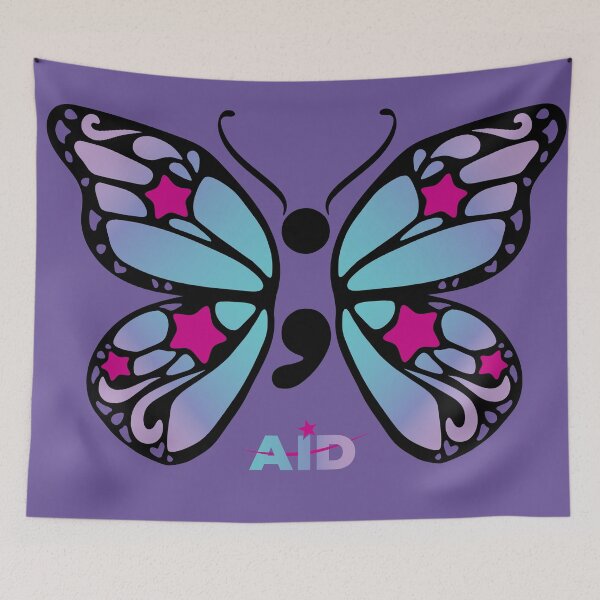 Item preview, Semicolon Butterfly (Black) designed and sold by AIDcares.