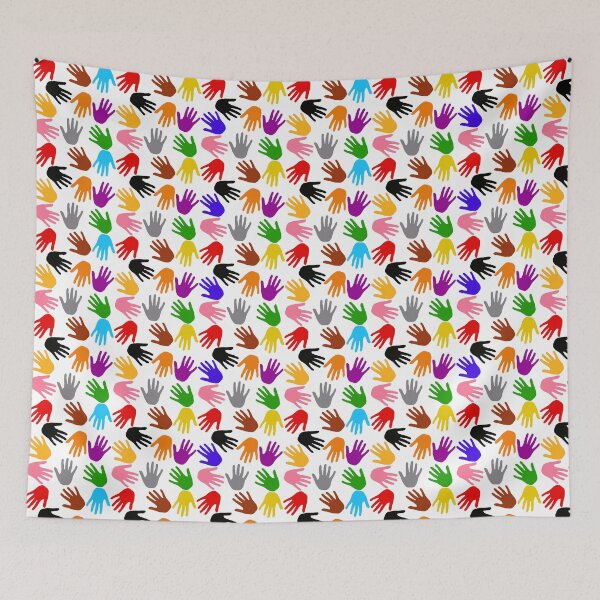 Item preview, White Colorful Handprints Pattern Design  designed and sold by PatternTitan.