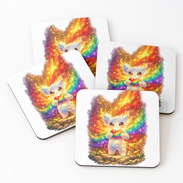 Item preview, Magical Rainbow Spirit Holding Heart – Cute Pride Month LGBTQ Fantasy Art designed and sold by MartBook.