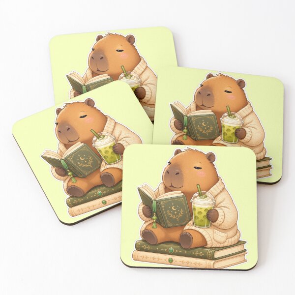 Item preview, Unbothered Capybara Reading With Iced Matcha Cozy Book Lover Sticker designed and sold by miubiyori.