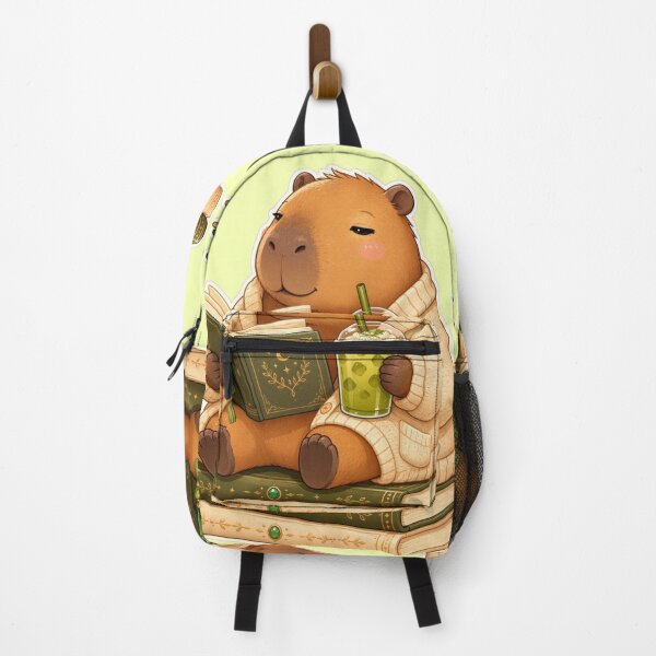 Item preview, Unbothered Capybara Reading With Iced Matcha Cozy Book Lover Sticker designed and sold by miubiyori.