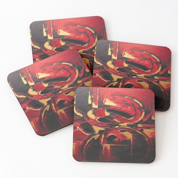 Item preview, Red and Gold Abstract Art Modern Luxury Accent Design designed and sold by delohill.