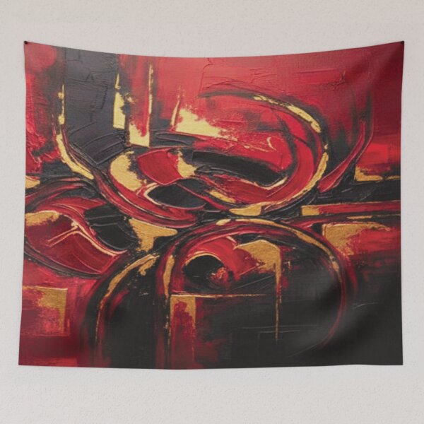 Item preview, Red and Gold Abstract Art Modern Luxury Accent Design designed and sold by delohill.
