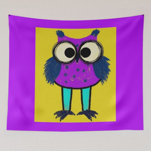 Item preview, Cute Wide-Eyed Purple Owl Stares Into Your Soul designed and sold by ZunZunArt.
