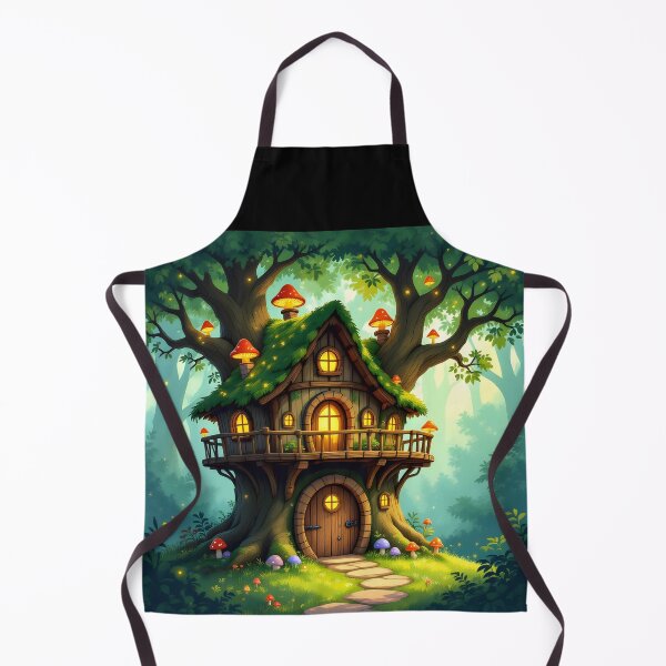 Item preview, Fairytale Treehouse – Two-Story Forest Cottage with Mushrooms designed and sold by EmeraldeaArt.
