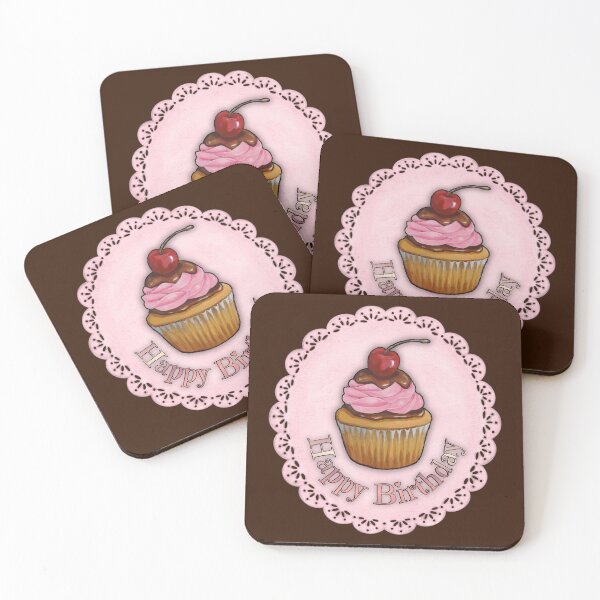 Item preview, Copy of Happy Birthday Cupcake on Pink Doily No. 2 designed and sold by JoyfulWhimsy.