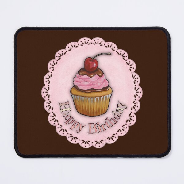 Item preview, Copy of Happy Birthday Cupcake on Pink Doily No. 2 designed and sold by JoyfulWhimsy.