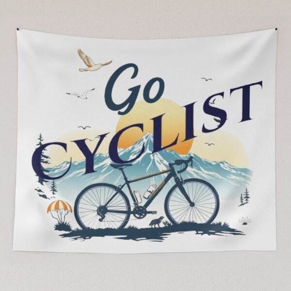 Item preview, Go Cyclist ! Vintage Mountain Bicycle graphic Art designed and sold by Tama-sirth.