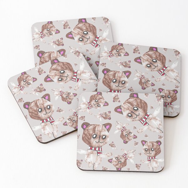 Item preview, Cosy Bear In Striped Scarf Pattern Art designed and sold by nimbfeja.