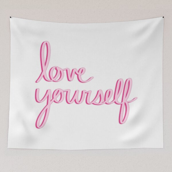 Item preview, Love Yourself Pink Script Cursive Romantic Hand Lettering Aesthetic designed and sold by Nesstitches.