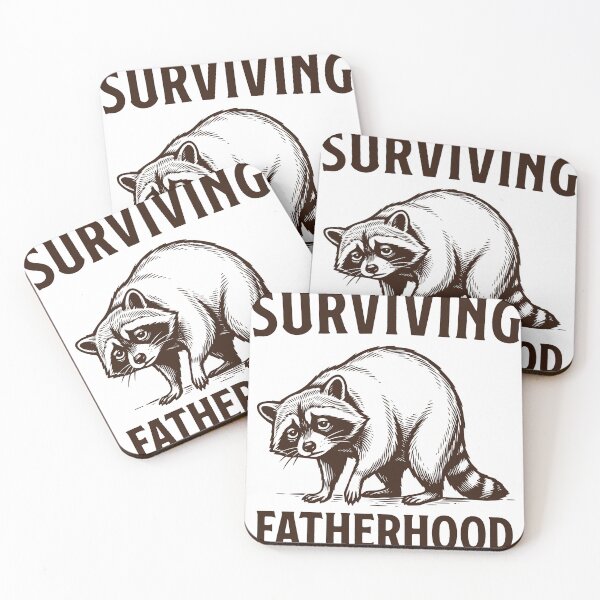Item preview, Surviving Fatherhood Raccoon Sticker, Funny Dad Design  Main Tag designed and sold by TeeVerse27.