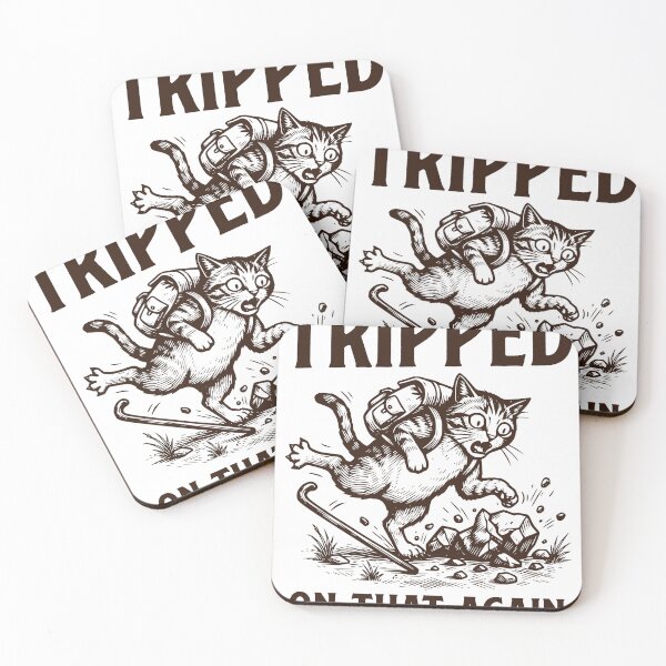 Item preview, Tripped On That Again Hiking Cat Sticker, Funny Trail Design designed and sold by TeeVerse27.