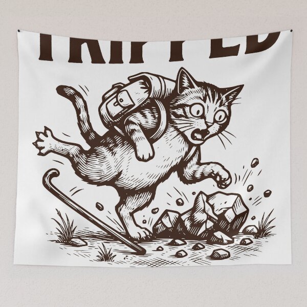 Item preview, Tripped On That Again Hiking Cat Sticker, Funny Trail Design designed and sold by TeeVerse27.