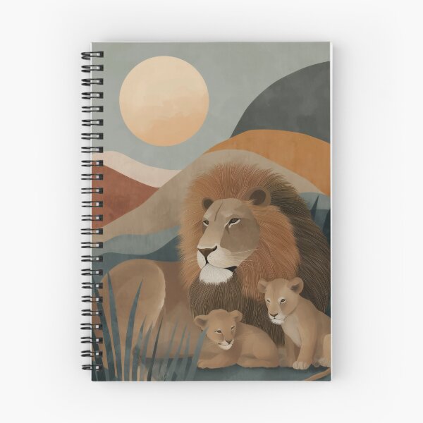 Item preview, Earthy Retro Lion Family Illustration | Warm Nursery Decor designed and sold by WabiSabiSjak.