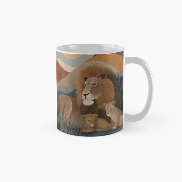 Item preview, Earthy Retro Lion Family Illustration | Warm Nursery Decor designed and sold by WabiSabiSjak.