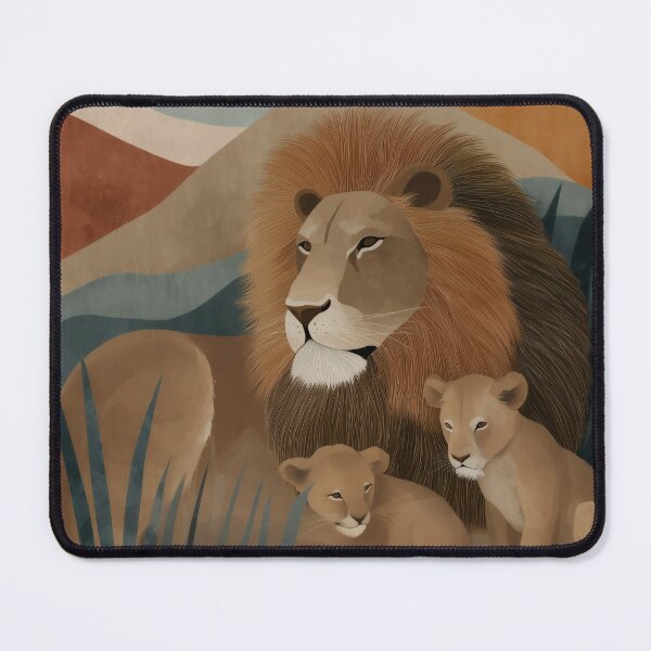 Item preview, Earthy Retro Lion Family Illustration | Warm Nursery Decor designed and sold by WabiSabiSjak.